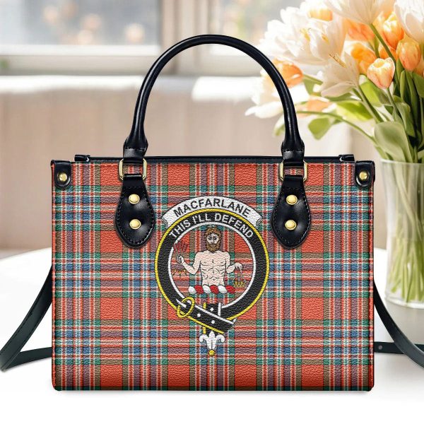 MacFarlane Ancient Tartan Crest Leather Handbag Online