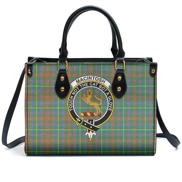 MacIntosh Hunting Ancient Tartan Crest Leather Handbag Cheap - Image 2