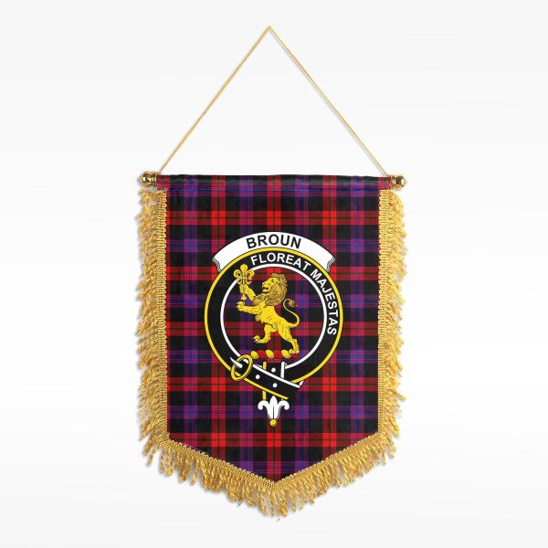 Broun Modern Tartan Crest Wall Hanging Banner Online now
