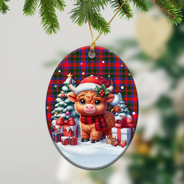 Carrick District Tartan Christmas Ceramic Ornament - Highland Cow Winter Style For Sale - Image 3
