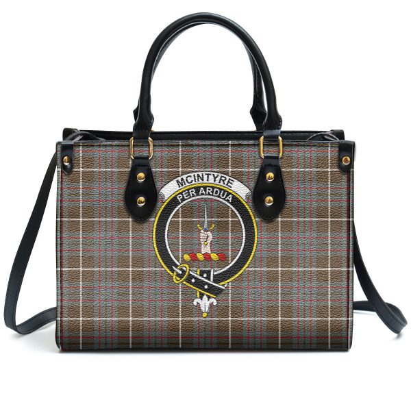 McIntyre Hunting Weathered Tartan Crest Leather Handbag Online now - Image 2