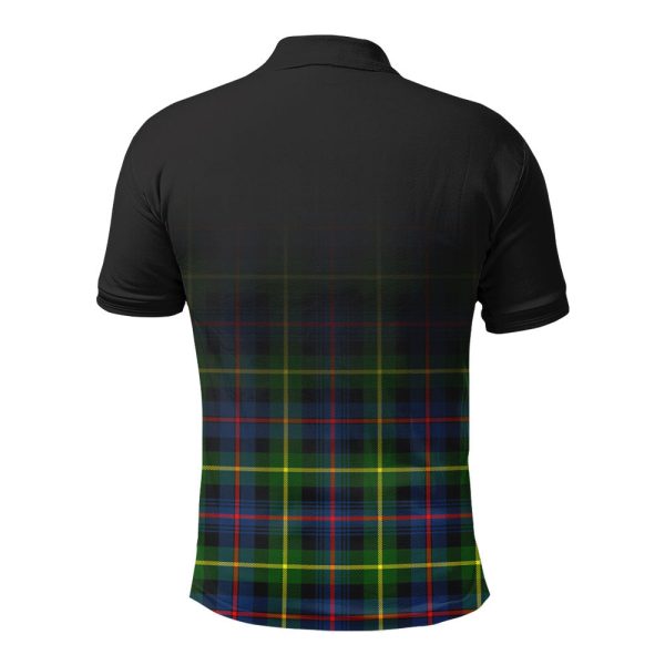 Farquharson Modern Tartan Crest Polo Shirt - Thistle Black Style For Sale - Image 2