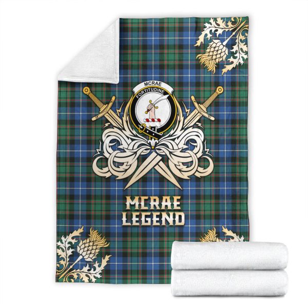 McRae Hunting Ancient Tartan Gold Courage Symbol Blanket Cheap